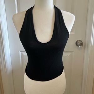 Black Cropped Halter Neck